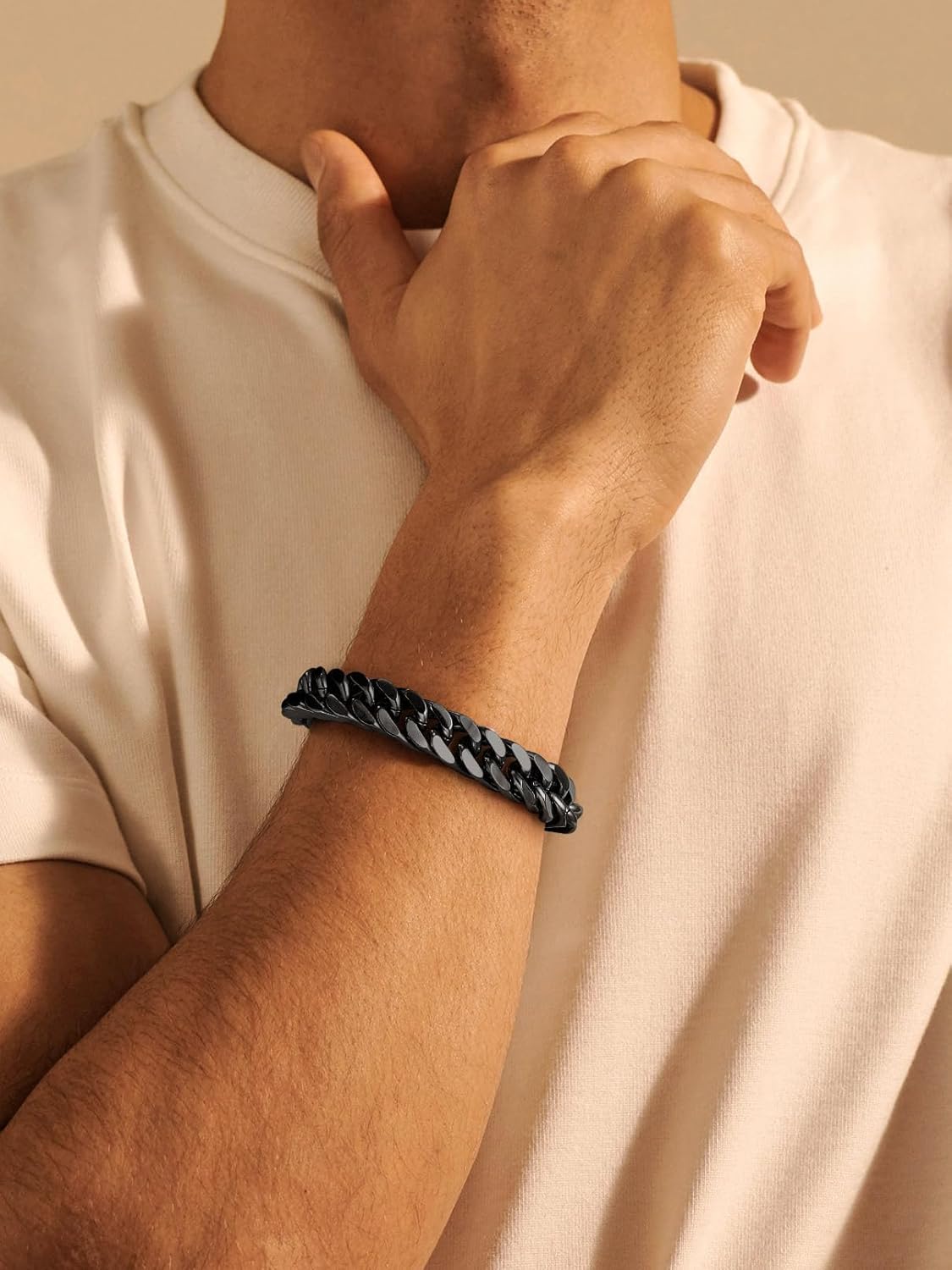 FaithHeart Stainless Steel Cuban Link Bracelet for Men, Gold Plated/Black/Silver Mens Chain Bracelet 8/12/17mm Width, 7.5/8.3/9.1 Inch Length Sturdy Wrist Bracelets Hip Hop Jewelry, with Gift Box - Image 8