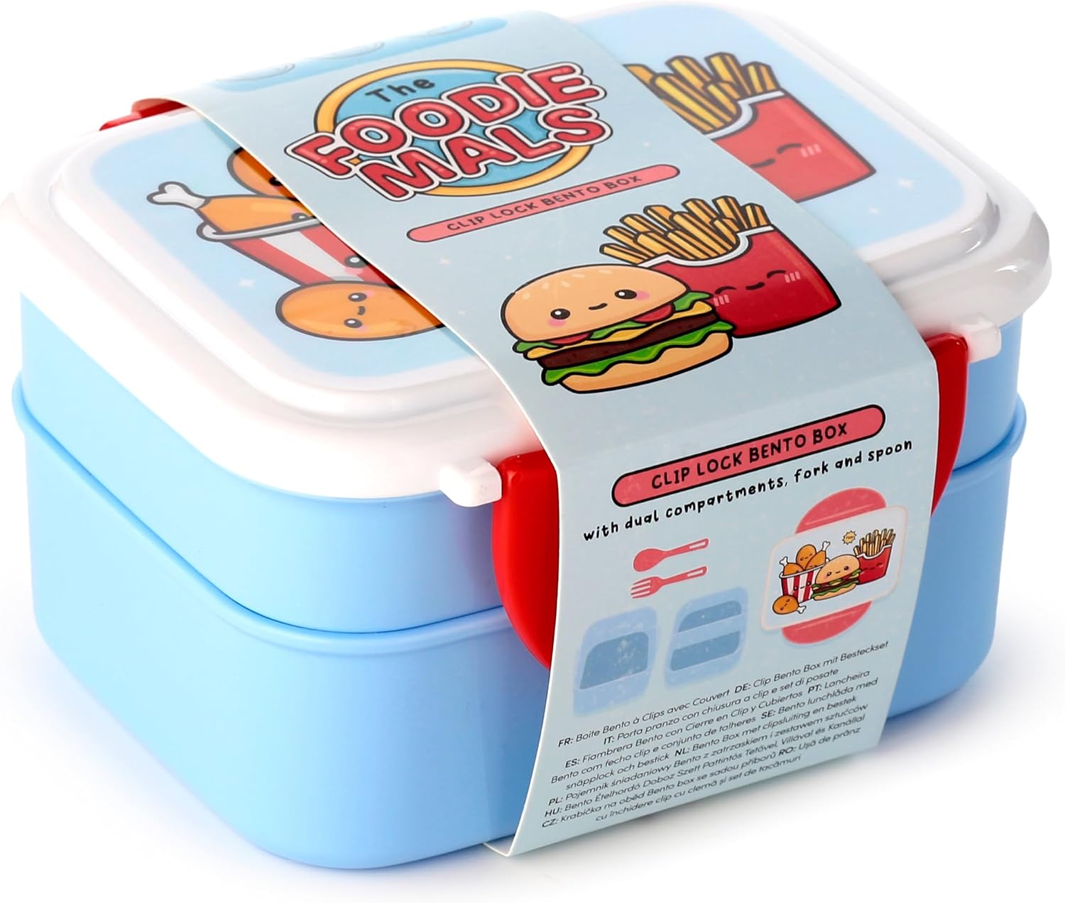Bento Clip Lock Lunch Box with Cutlery - Foodiemals image 3