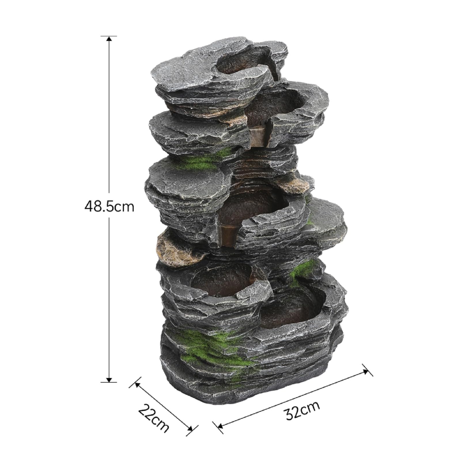 Fontana ad energia solare, design a cascata a 4 ripiani, con luci per esterni, decorazione da giardino e patio