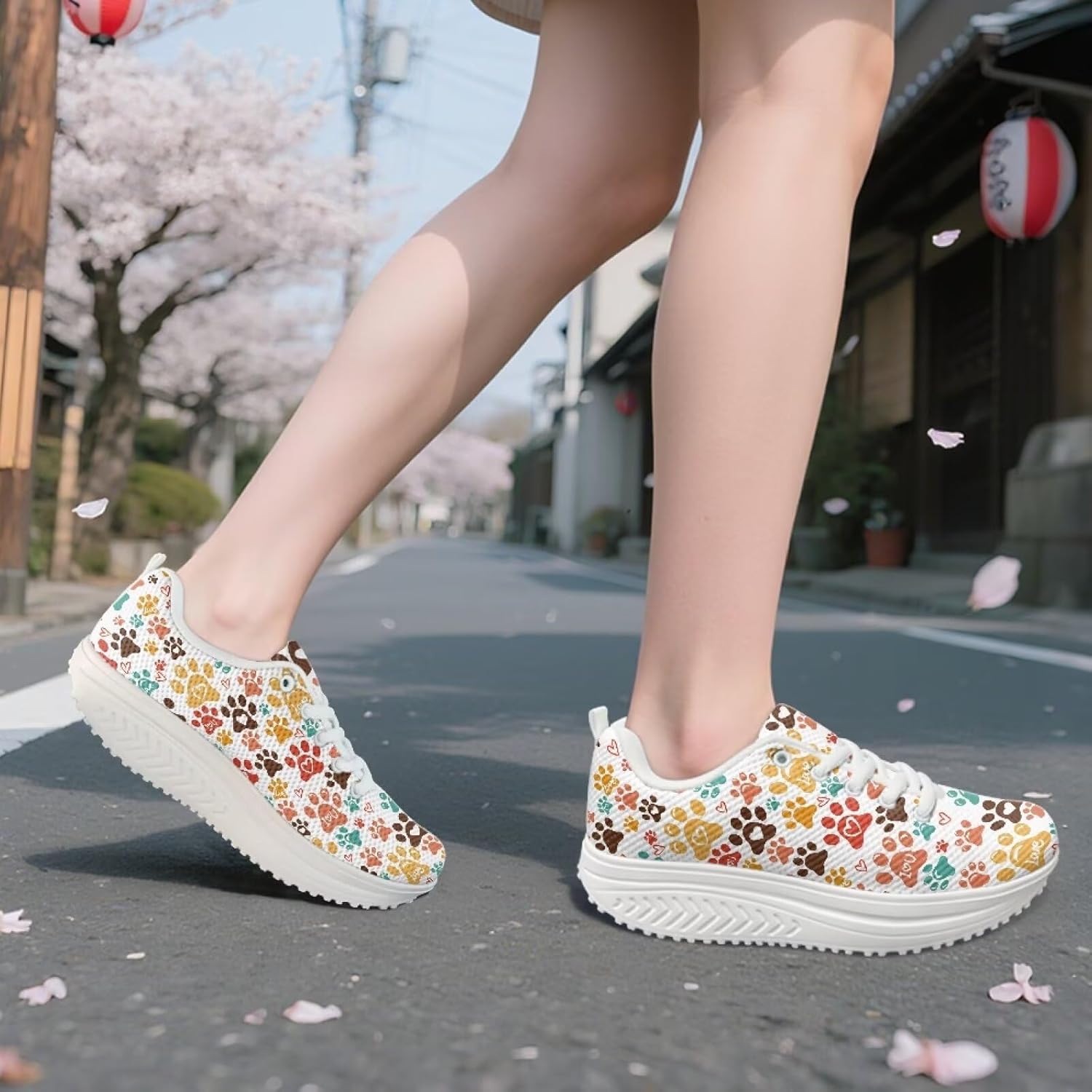 FOR U DESIGNS Fitness Platform Shoes Women Walking Sneaker Casual Wedges Shoes Outdoor for Teenager