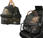Pet Gear No-Zip Affichage 360 Pet Transporteur & Siège auto avec cadre de siège booster pour petits chiens & Chats, ventilation de mesh, entrée de bouton poussoir, aucun outil requis, gris nuage