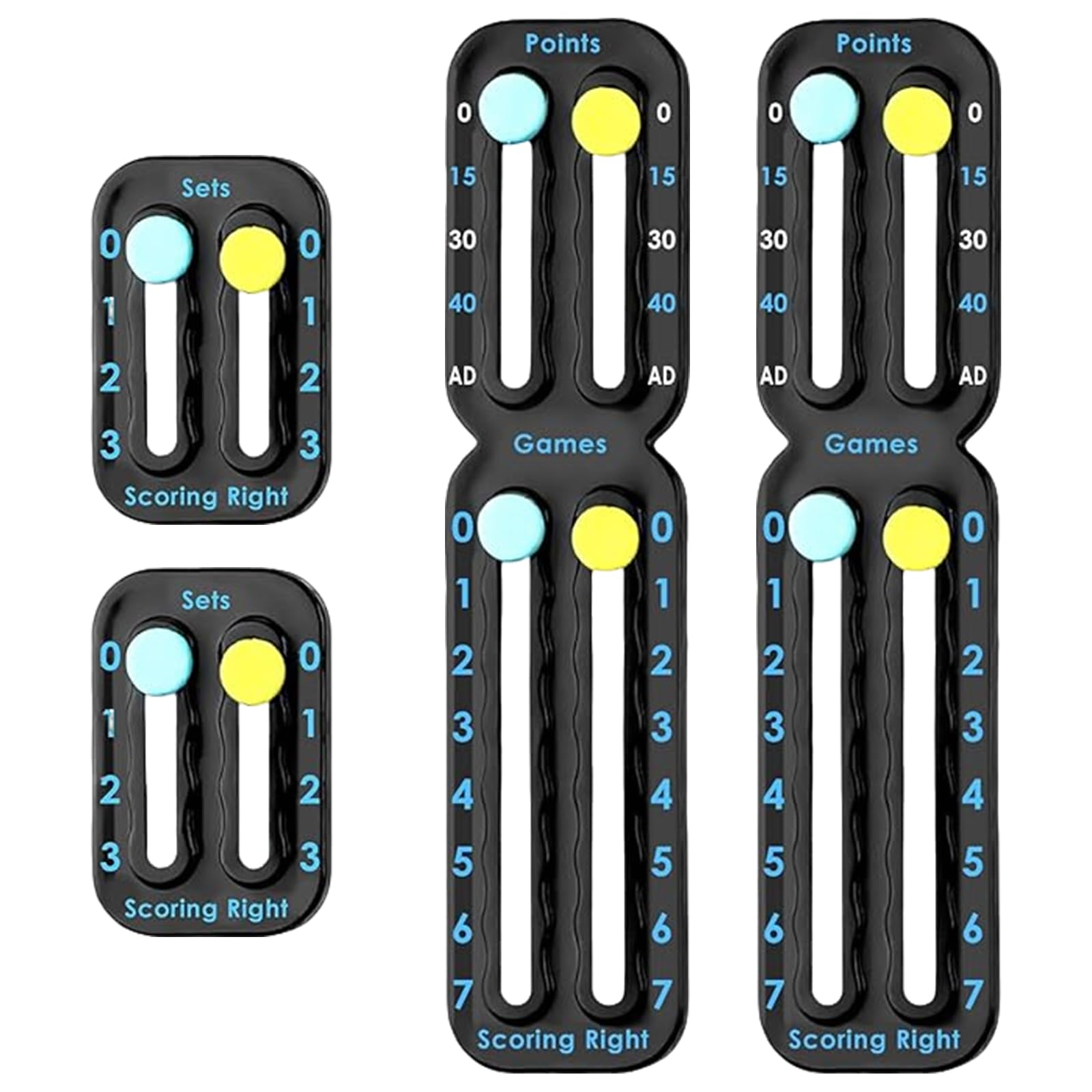 2 Set Portable Tennis Score Keeper for Rackets and Paddles, Lightweight Self-Adhesive Mini Tennis Score Counter Tracker to Easily Record Points, Games, Sets for Enthusiast During Practice or Matches