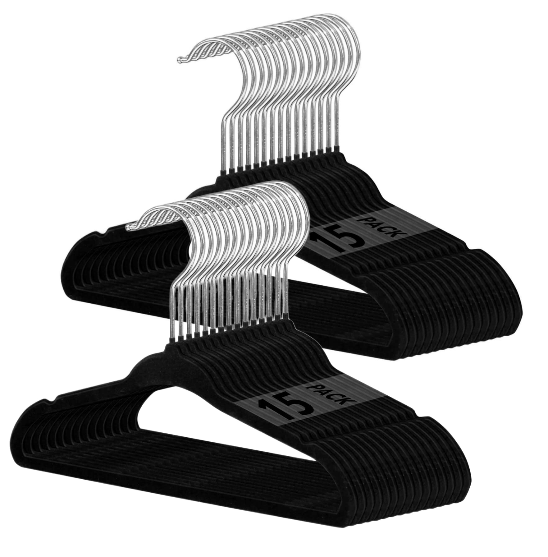 SKY-TOUCH Non-Slip Velvet Kids Hangers 30 Pack, Premium Baby Clothes Hangers with 360 Chrome Swivel Hook, Non Slip Toddler Hangers for Kids and Children Clothes Space saving (Black)