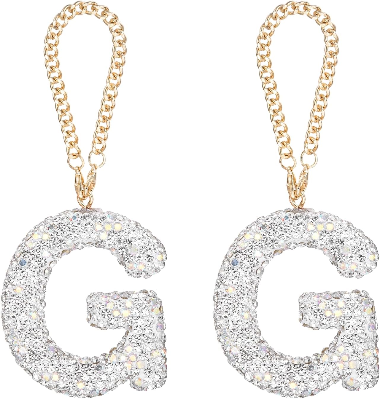 sourcing map Bling Car Letter Charm, Initial G Letter Interior Car Rear View Mirror Decoration Hanging Crystal Ornaments for Women Bags Water Cup DIY Craft, White Colourful