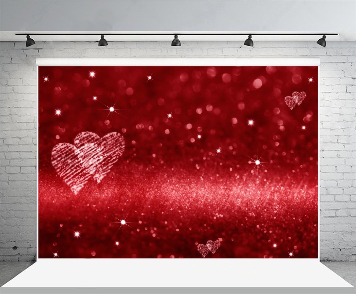 7x5ft Valentine's Day Backdrop Love Hearts Fireworks Red Glitter Photography Background Shiny Sparkling Bokeh Backdrop For Engagement Bridal Shower Wedding Party Decoration Banner Photo Studio 419660114943754240