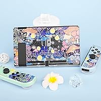 Vista 6 de GLDRAM Glitter Clear Case Compatible with Nintendo Switch, Anti-Scratch Hard Protective Skin Cover, Flash Shiny Switch Shell Accessories Bundle with
