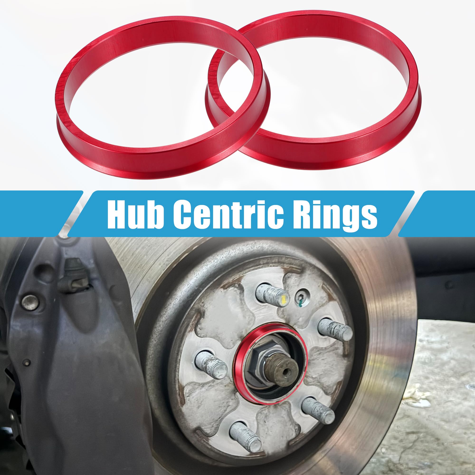 A ABSOPRO anellos centrici per Cerchi Auto OD 73.1mm a ID 66.1mm anellos centrici per Cerchi in Lega di Alluminio Rossi (Set di 4)