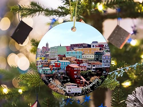 Miniatura 4 de Chile Santiago Adornos de Navidad para árbol de cerámica, decoración de adorno de doble cara, regalos de Navidad, recuerdos de viaje de porcelana