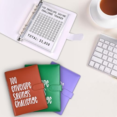 Miniatura 6 de Carpeta de 100 sobres reutilizables para presupuestos y ahorros, forma fácil y divertida de ahorrar $5,050 hojas de gastos para presupuestos y