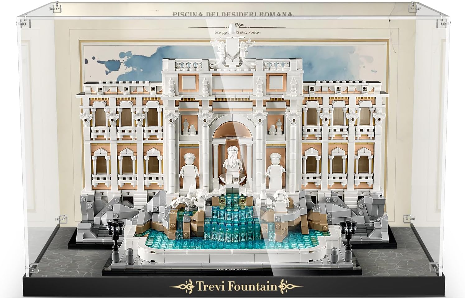 Acrylic Display Case for Lego Trevi Fountain (ONLY Box, NOT Model) Clear Dustproof Display Box Compatible with Lego 21062 Model Set