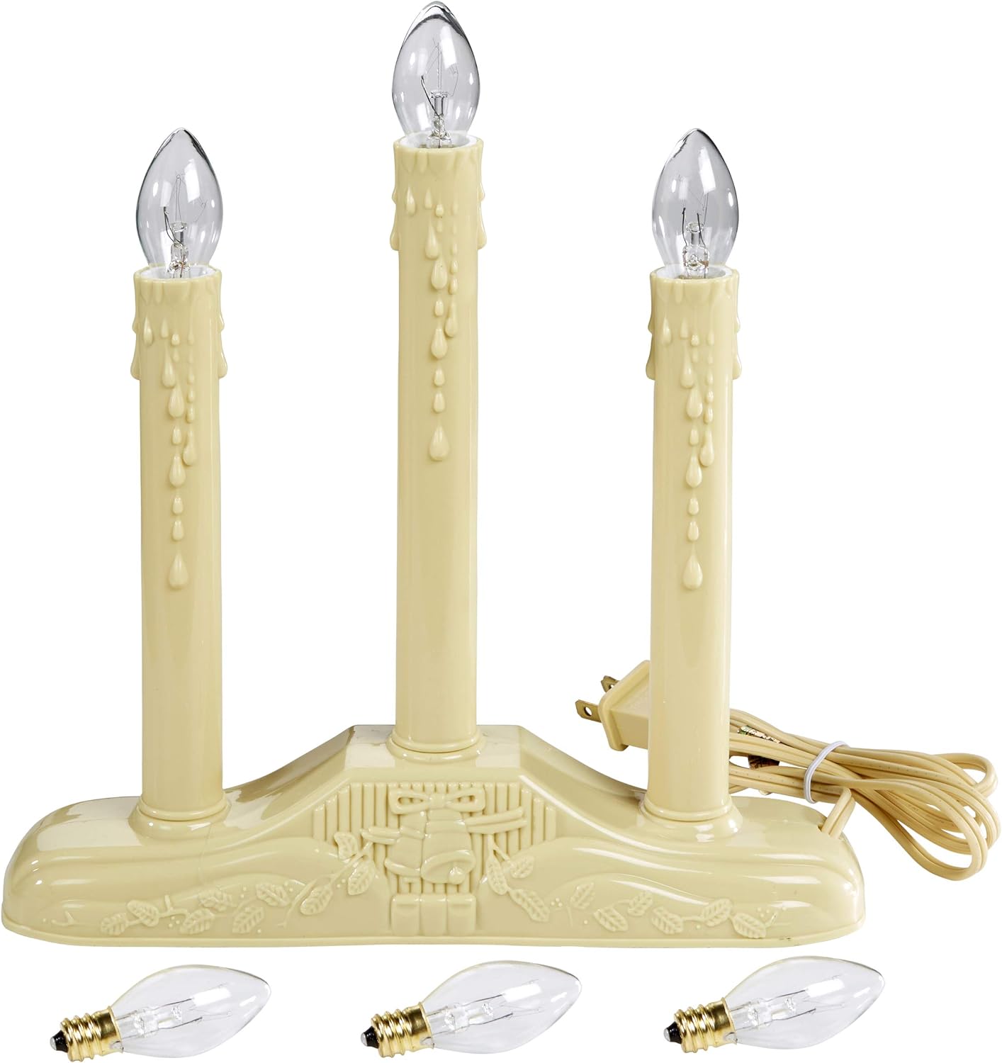 Holiday Joy - 3 Light Candle Candoliers Extra Bulbs - Great Electric Window Candle Lamp and Christmas Decorations (3 Lights)
