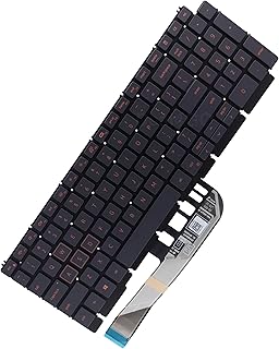 Deal4GO - Teclado de repuesto no retroiluminado de 101 teclas para portátil Dell G15 5510 5511 5515 5520 5521 5525 5530 5535 para juegos, letras grises y naranjas