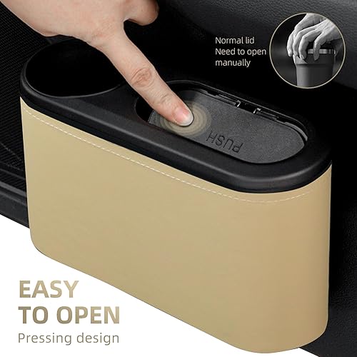 Miniatura 3 de zmoso Cubo de basura para automóvil con tapa, cubo de basura de plástico ABS pequeño a prueba de fugas, mini accesorios para automóvil, contenedor