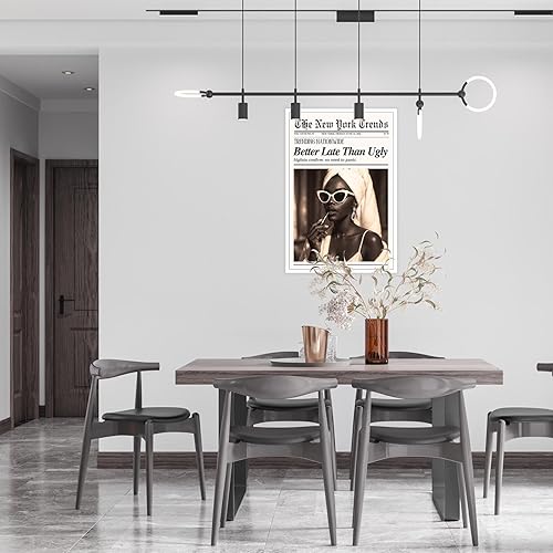 Miniatura 7 de Póster de moda con texto en inglés Better Late Than Fe, impresiones en lienzo de periódico de moda, retro, negro, femenino, arte de pared,