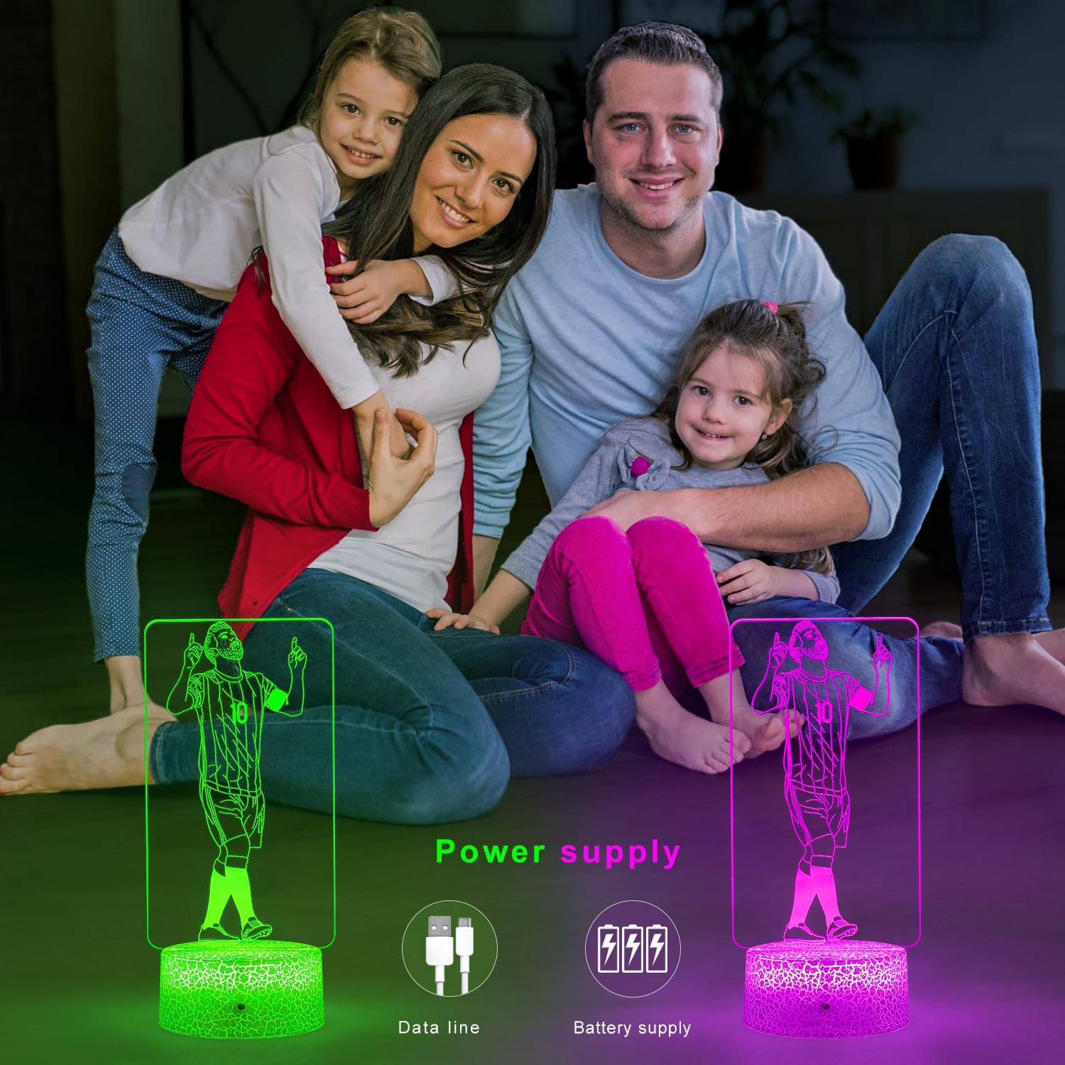 Argentina Soccer Player #10 3D Illsuion Lamp for Boys,16 Colors Changing Dimmable with Night Light,Football Fans Children's Day Gift,Football Fans for Children's Room Decoration (02) - Image 4