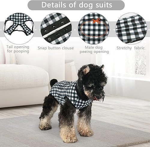 Miniatura 3 de Etdane Traje de recuperación para perros hembras y machos, enterizo para cirugía, traje quirúrgico después de esterilizar, trajes de cuerpo