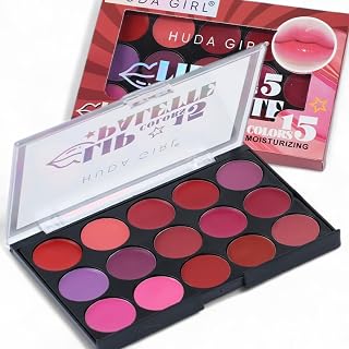HUDA GIRL 15 Shade Lipstick Palette - Pink, Red, Nude & Brown Waterproof Matte Lip Shades Price In India