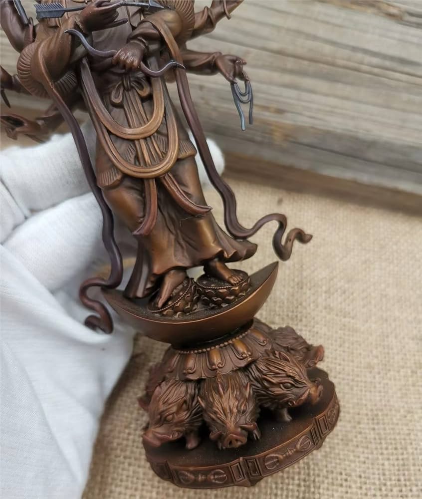 Amazon｜仏像 摩利支天立像 眷属である猪に乗り疾走する 仏像 真鍮材質