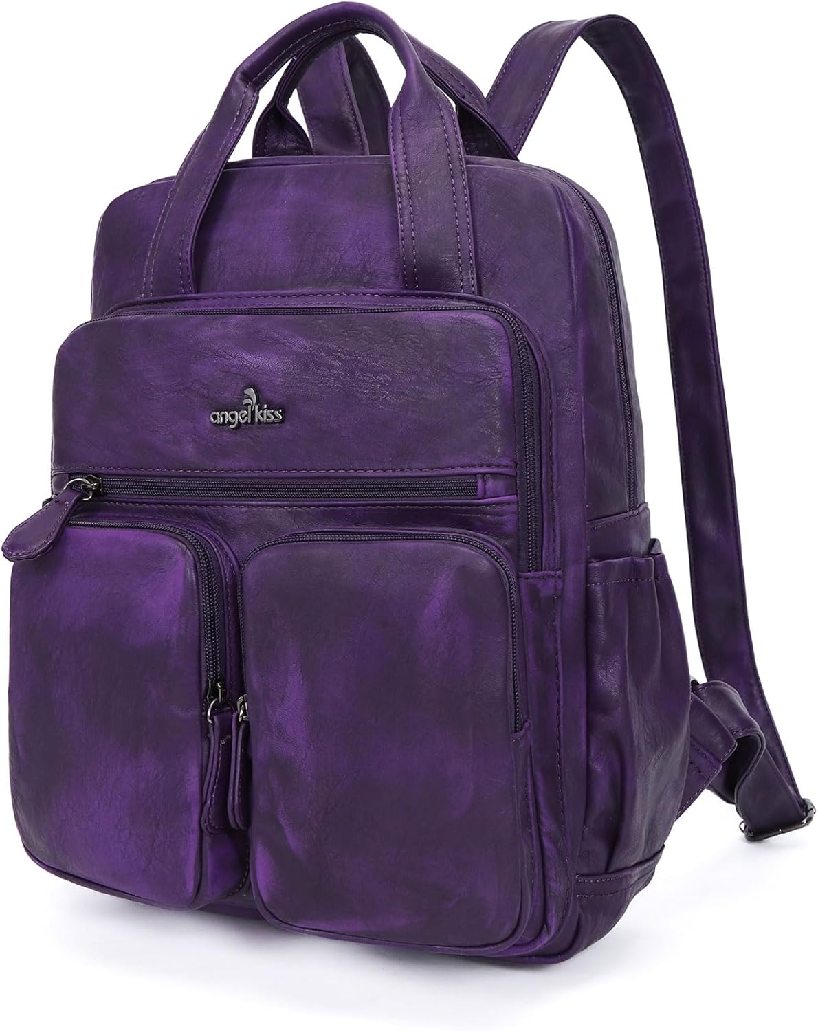 Angel Kiss Backpack Purse for Women Soft Washed Leather Multi Pocket Casual Travel Backpacks… - Image 8