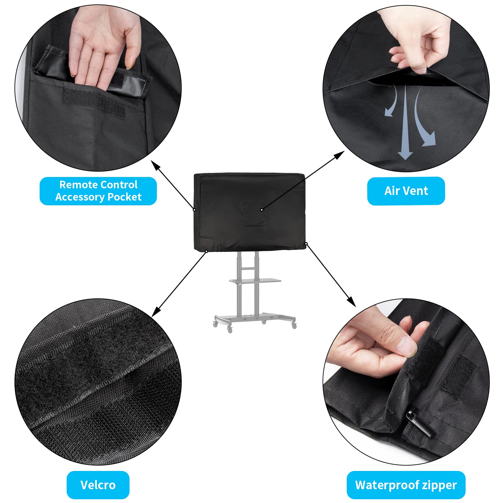 Copertura per supporto TV mobile per carrello TV mobile da 45-60 pollici, copertura impermeabile per esterni TV antipolvere (solo per carrello TV da 45-60 pollici, solo copertura)