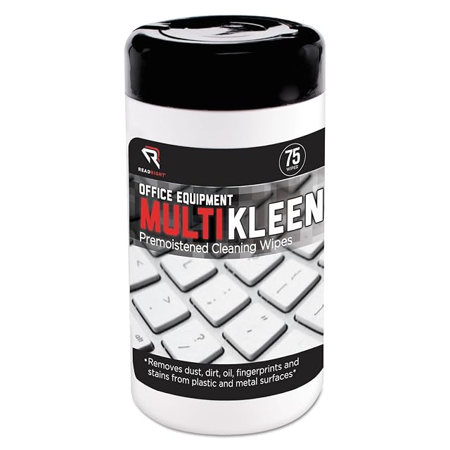 Read Right RR1407 Office Equipment MultiKleen Wet Wipes Cloth 3 1 4 x 3 1 4 75 Tub