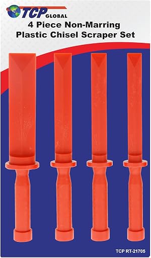 TCP Global 4 Piece Non-Marring Plastic Chisel Scraper Set | For 3/4", 7/8", 1",1-1/2" Wide, Length 11"