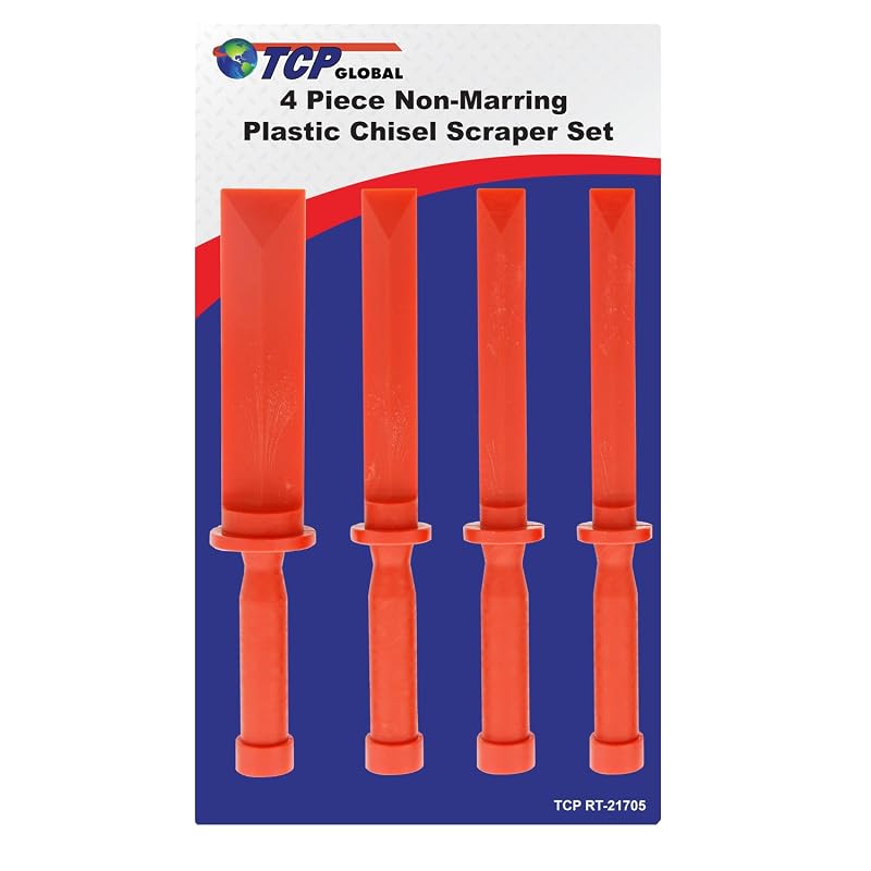 TCP Global Kit com 4 Espátulas Raspadoras de Plástico para Reparo de Carroceria, 19 mm a 38 mm