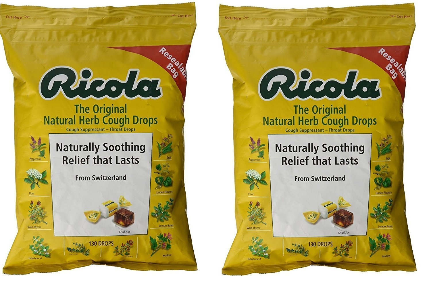 RicolaOriginal Natural Herb Cough Drops 2 Bags 130 Drops Each