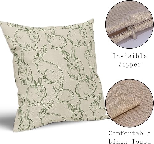 Miniatura 4 de Sweetshow Juego de 2 fundas de almohada negras de Pascua de 18 x 18 pulgadas, diseño de conejo, conejo, Pascua, para exteriores, decoración de