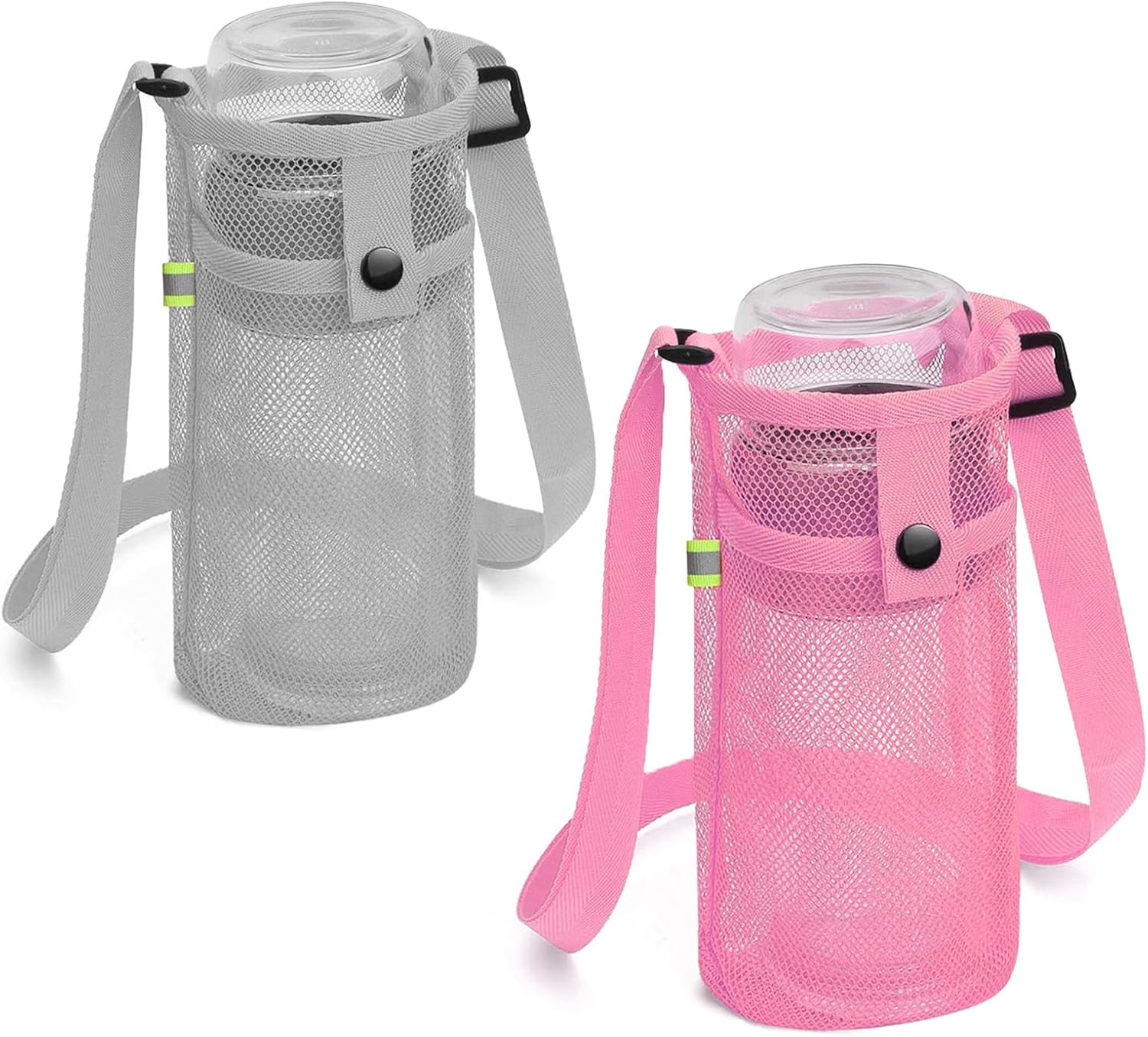 2-Pack Extra Large Water Bottle Sling with Adjustable Strap for Hiking, Gym, Travel (Grey/Pink) 2-Pack Extra Large Water Bottle Sling with Adjustable Strap for Hiking, Gym, Travel (Grey/Pink)