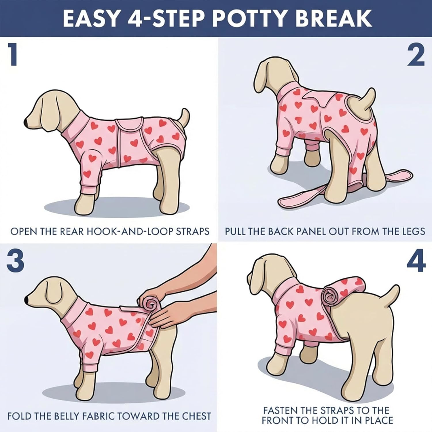 Spark Paws Dog Surgery Recovery Suit – Dog Recovery Suit After Surgery, Anti-Lick Dog Onesie, Abdominal Wound Protector, Soft Cone Alternative for Spay Neuter Male Female Pet Recovery, Pink Hearts,L