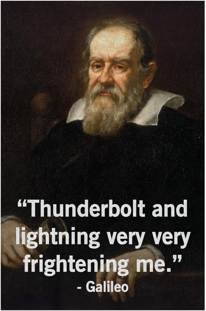 Funny Classroom Posters Thunderbolt And Lightning Very Very Frightening Me Galileo Meme Science Posters Cool Wall Art Print Poster 24x36
