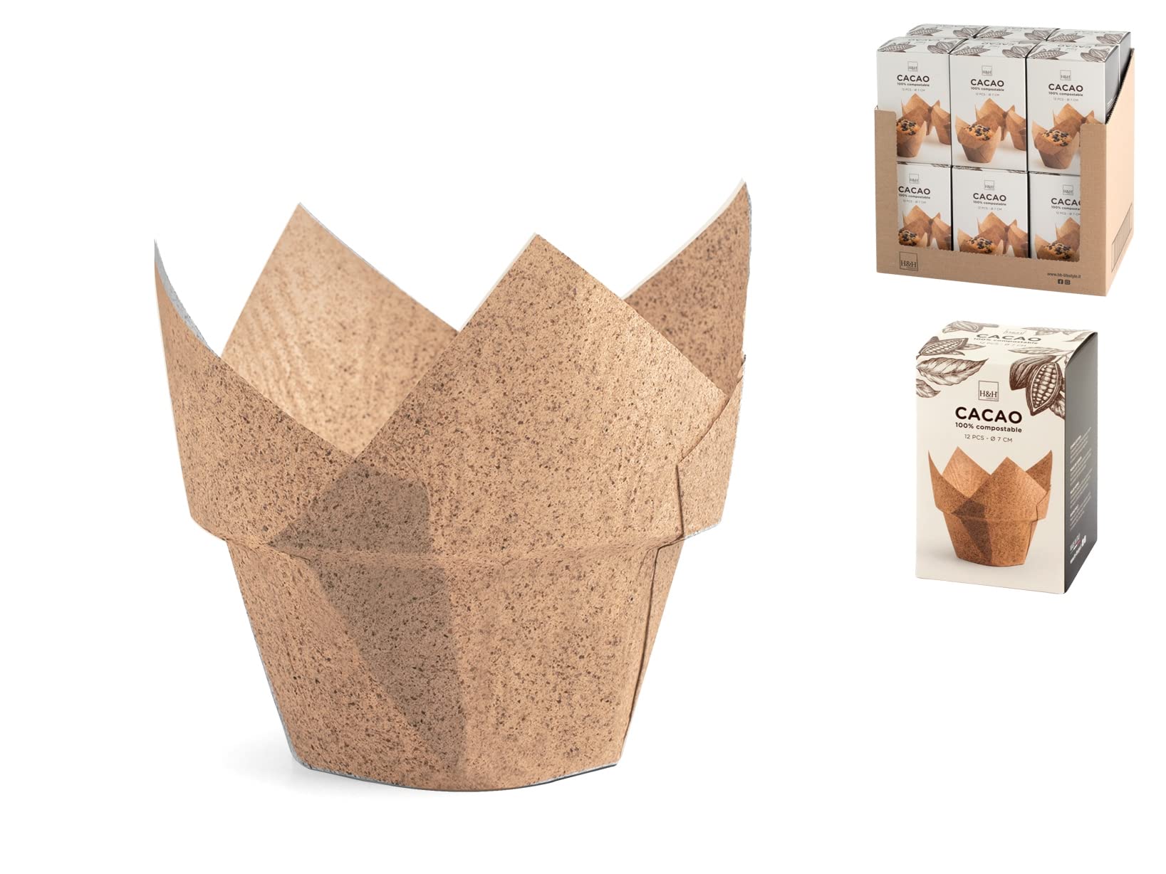 Pack of 12 Cocoa Baking Paper Cups