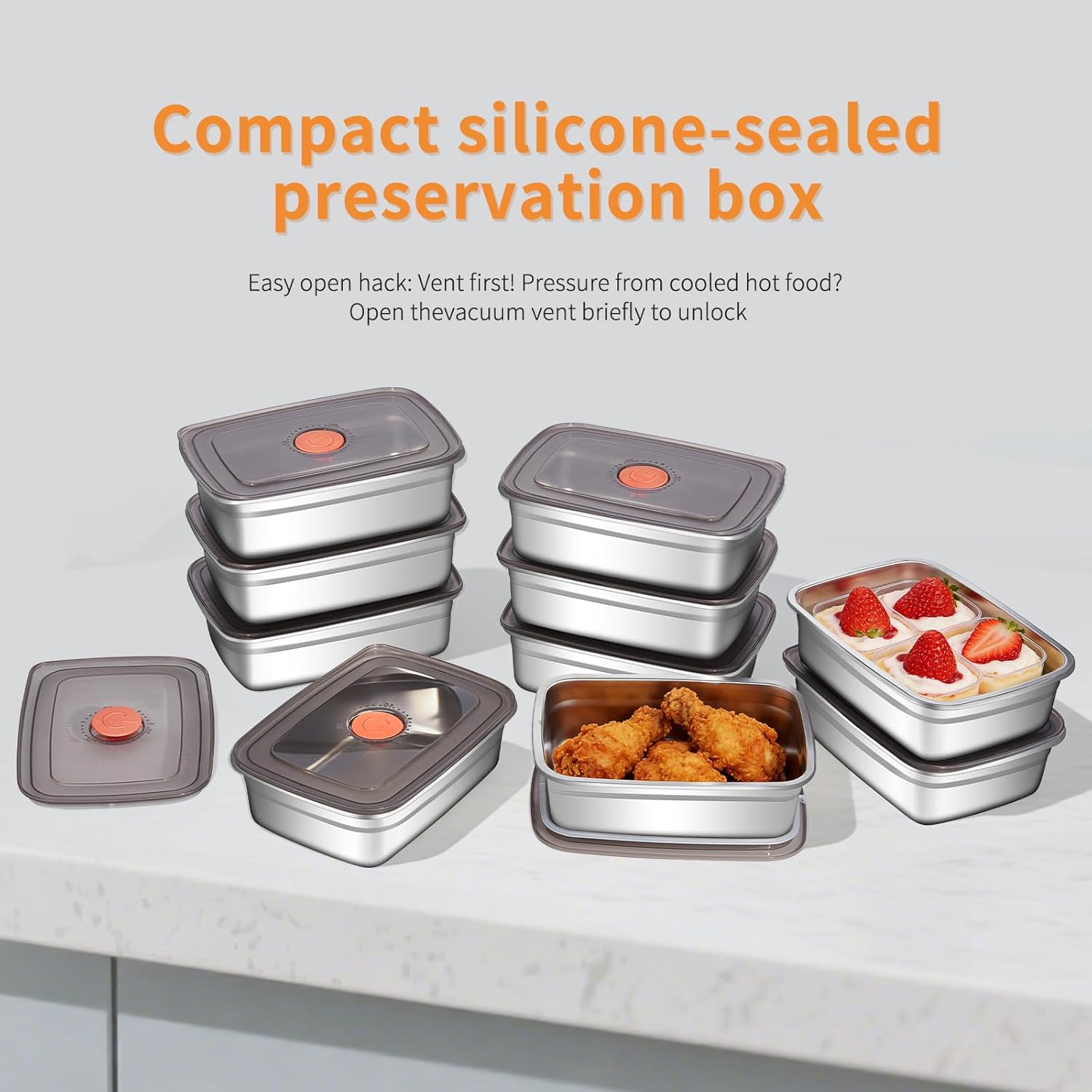 10 Pack 37oz Stainless Steel Food Storage Containers with Leak-Proof Lids, Stackable Meal Prep Lunch Boxes, BPA-Free, Dishwasher/Freezer Safe