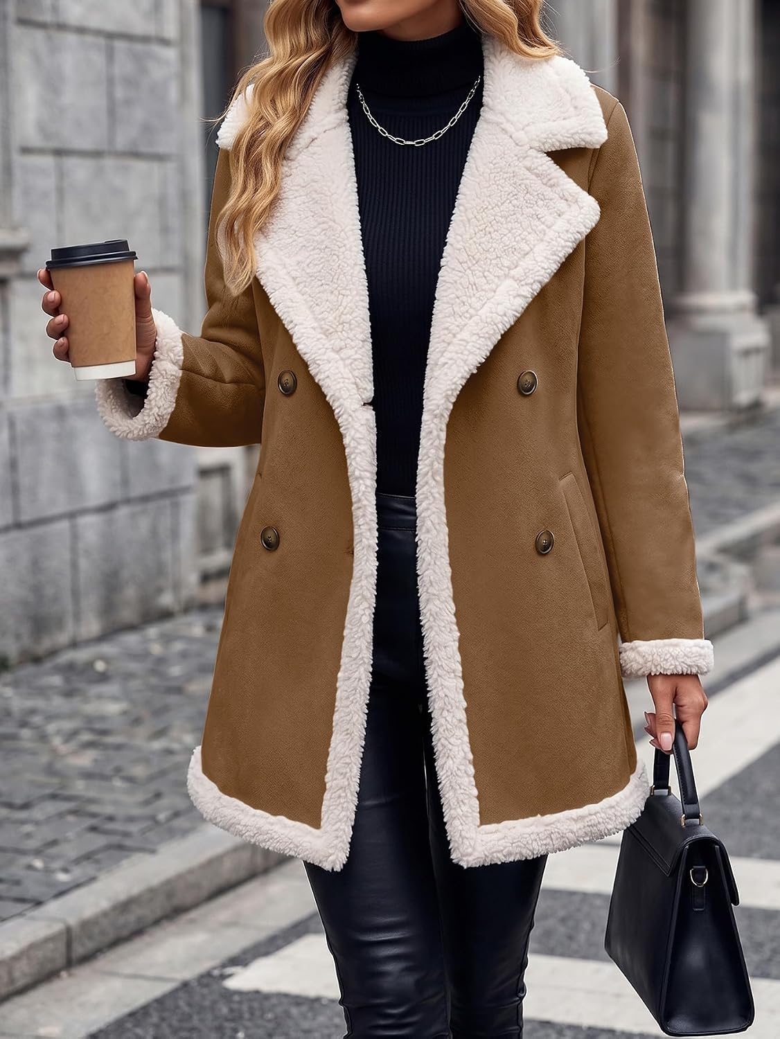 Mina Self Faux Suede Coats For Women Long Jacket