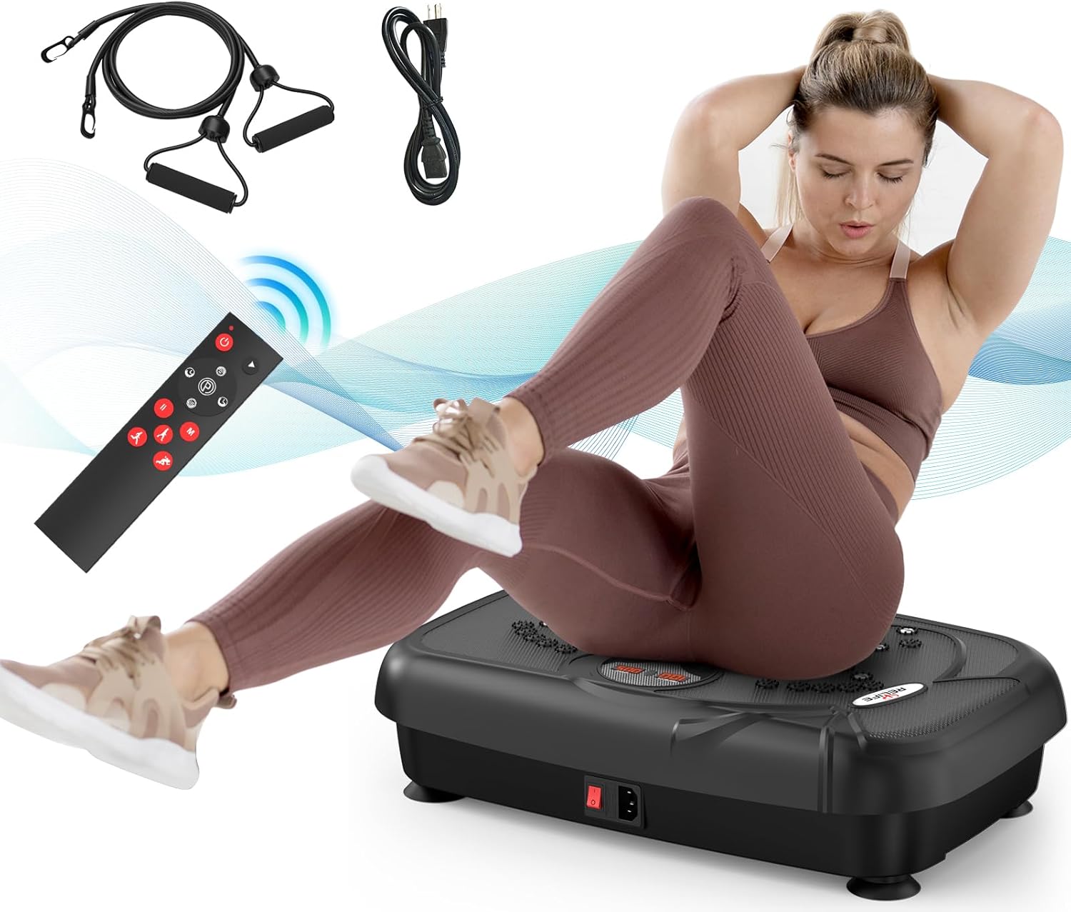 RELIFE REBUILD YOUR LIFE Vibration Plate Exercise Machine Fitness Platform Full Body Shaker Workout Vibrate Stand Board Lymphatic Drainage Shaking for Weight Loss Fat Burner at Home Gyms