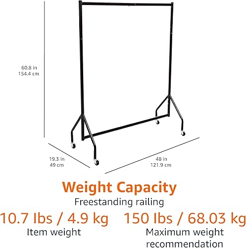 Miniatura 5 de Yaxa Basics Perchero enrollable resistente, para ropa colgante, organizador y almacenamiento, 1,21 x 1,52 m - Negro