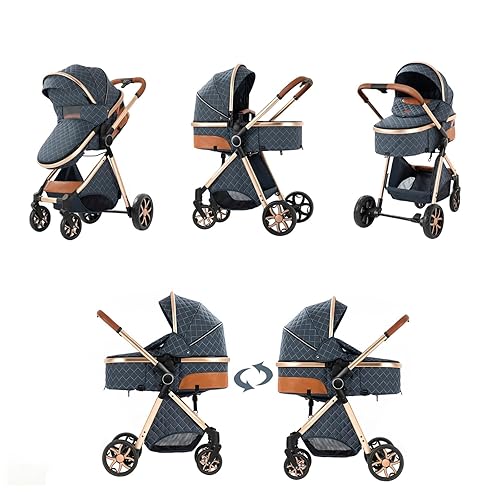 Miniatura 3 de MoLi 2 in 1 Baby Bassinet Stroller, Convertible Foldable Standard Stroller, Reversible Pushchair Infant Buggy Carriage, Portable High Landscape Pram