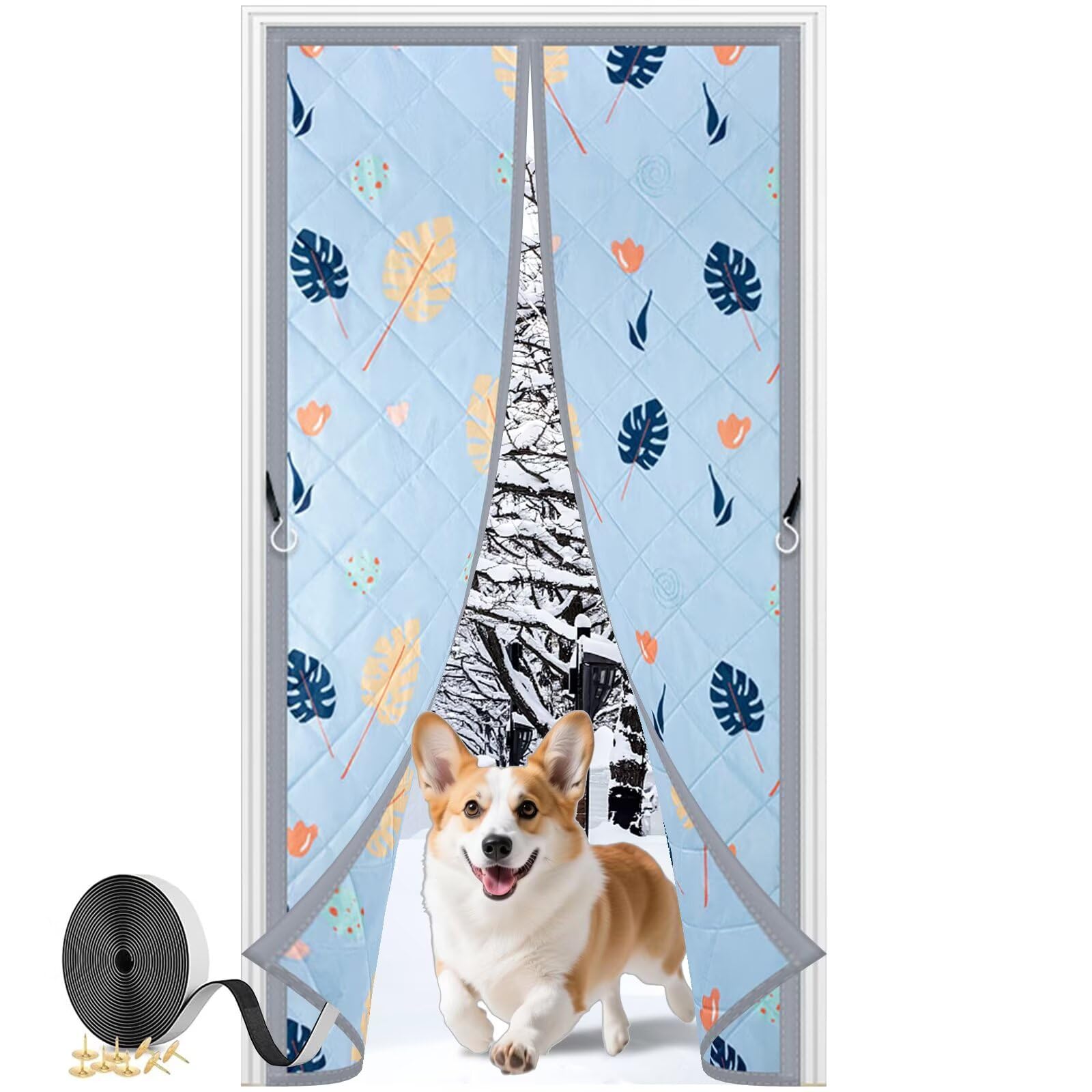 Rideau thermique de porte magnétique 85x205cm pour stopper le froid et les courants d'air