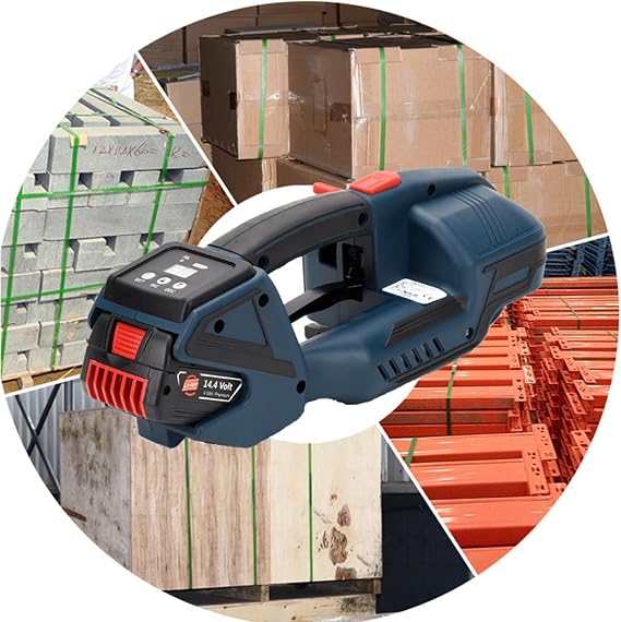 RayGenius Electric automatic strapping machines, hand-held strapping machines, 13-19 mm PET/PTE straps, electric strapping machines for stationary packaging,2Battery