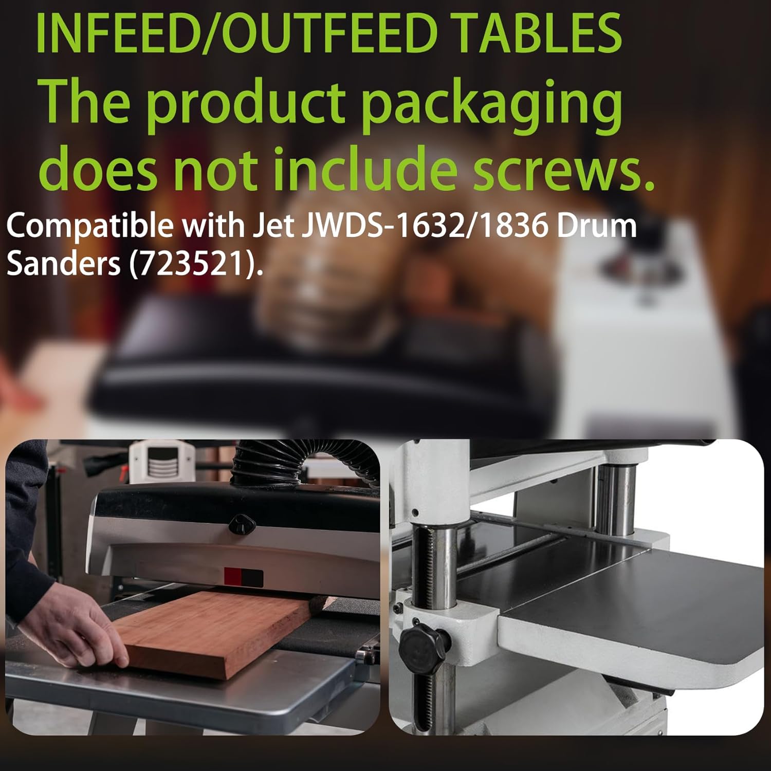 UPGRADED Feed/Outfeed Table Replacement 723521, Compatible with JWDS-1836, JWDS-1632 & JWDS-1632OSC Drum Sanders – 40" Work Surface, 65lb Capacity, Includes Hardware