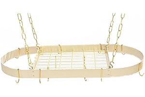 Rogar Desert Stone Oval Pot Rack with Brass Accents