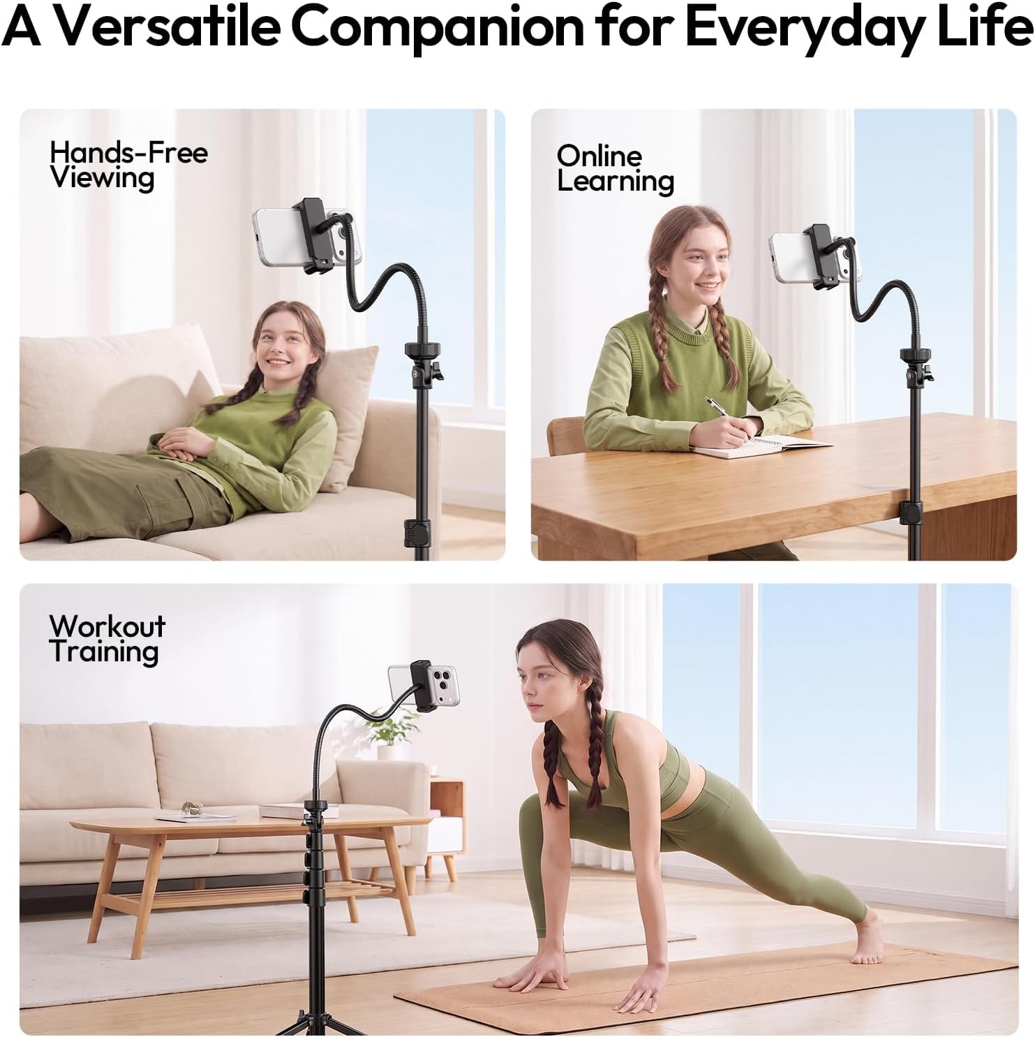 ULANZI 75'' Tall Phone Tripod with Gooseneck Remote, MT13 Overhead Tripod