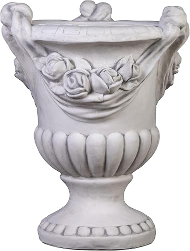 gartendekoparadies.de Blumentopf mit Rosenmuster Pflanzgefäß aus Steinguss, H. 7