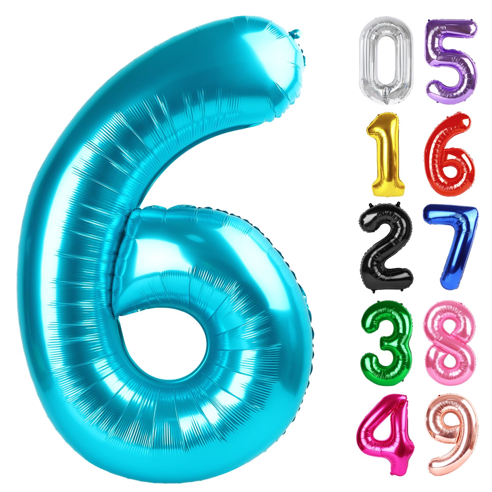 Light Blue Number 6 Balloon 40 Inch, 6th Birthday Decorations Men Women