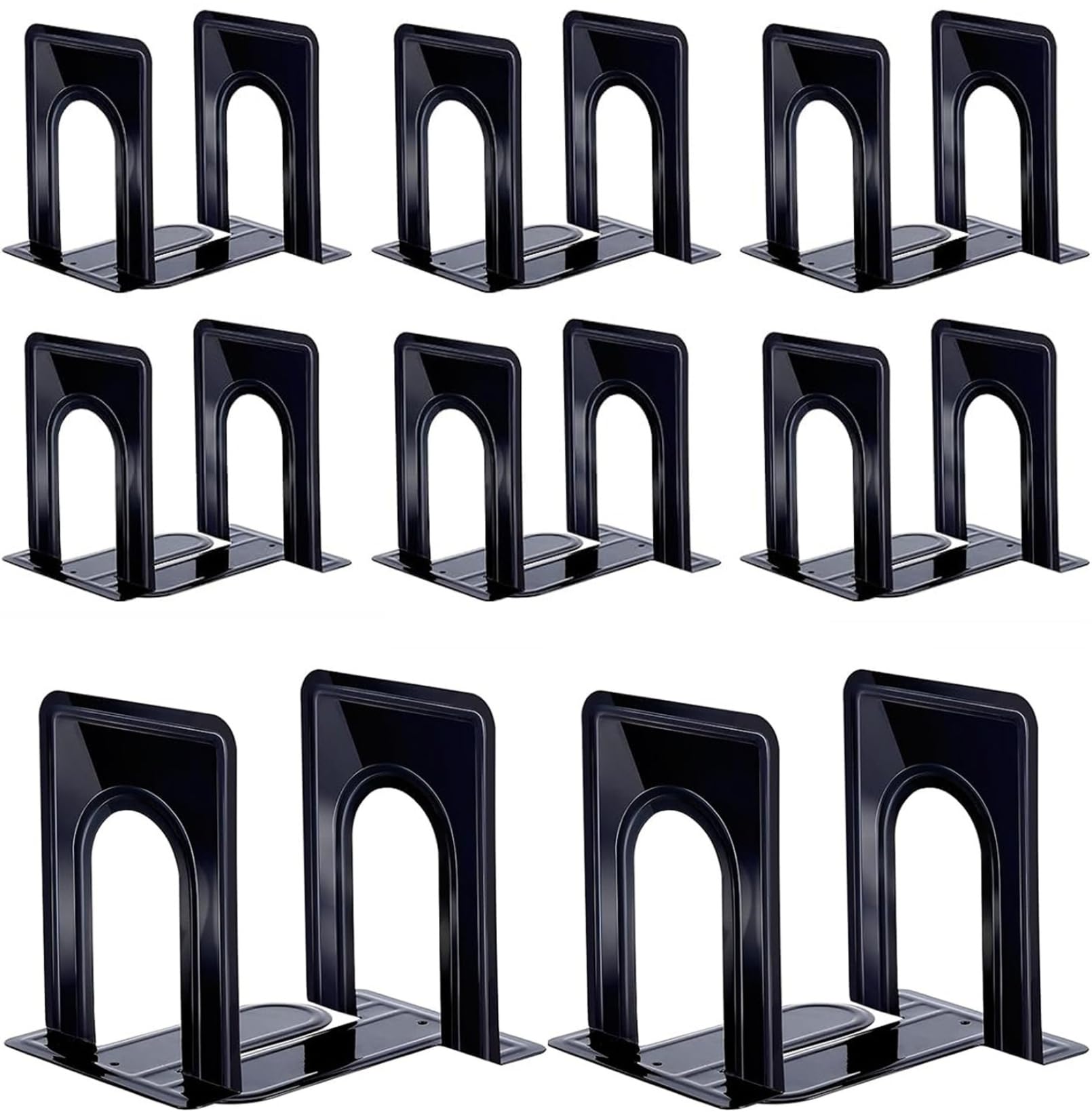 Fermalibri in metallo nero, 16 pezzi, 8 paia, 16,7 x 12,5 x 14,2 cm