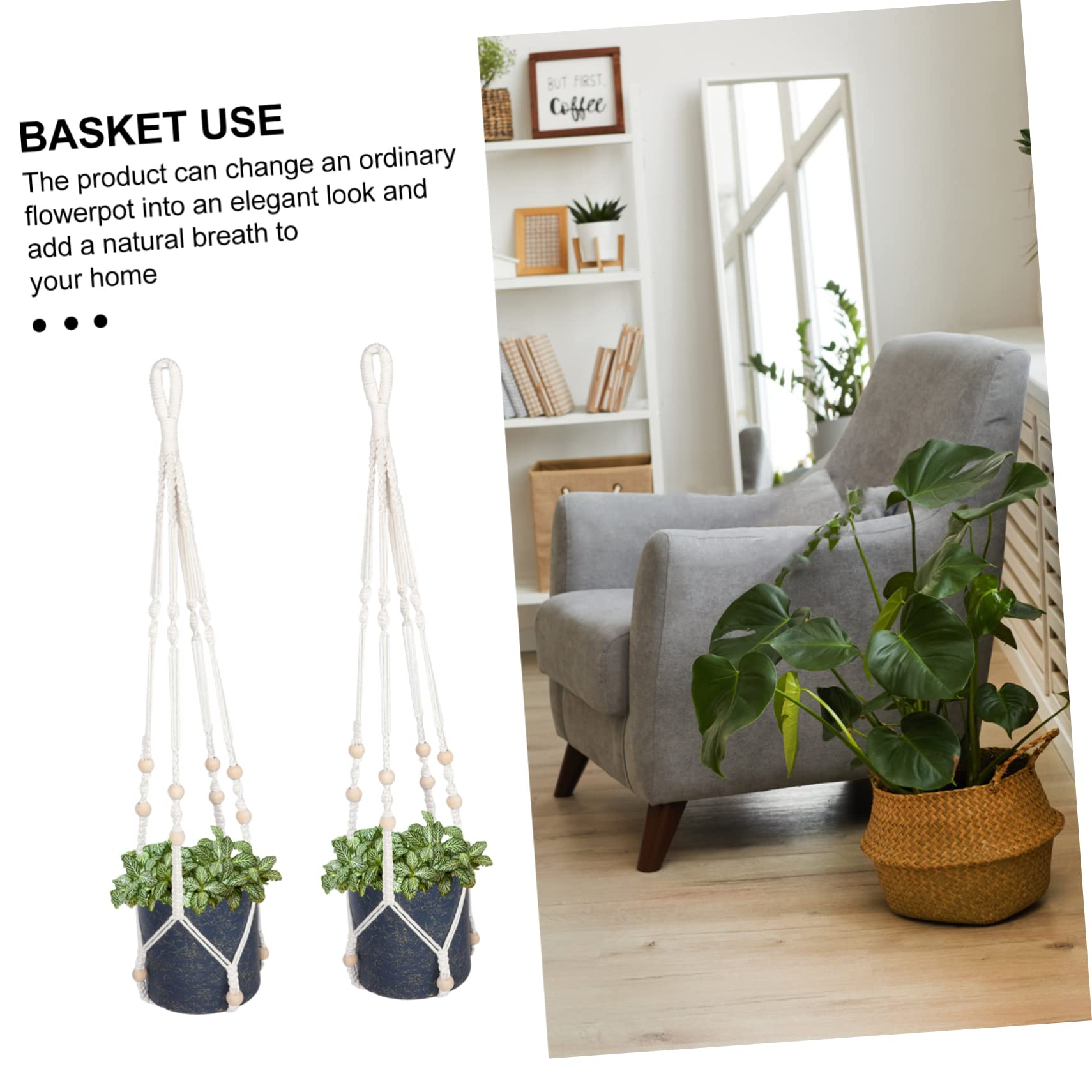 Yardwe Lot De 4 Suspensions Décoratives en Macramé Faites À La Main pour Plantes pour La Maison Et Le Bureau