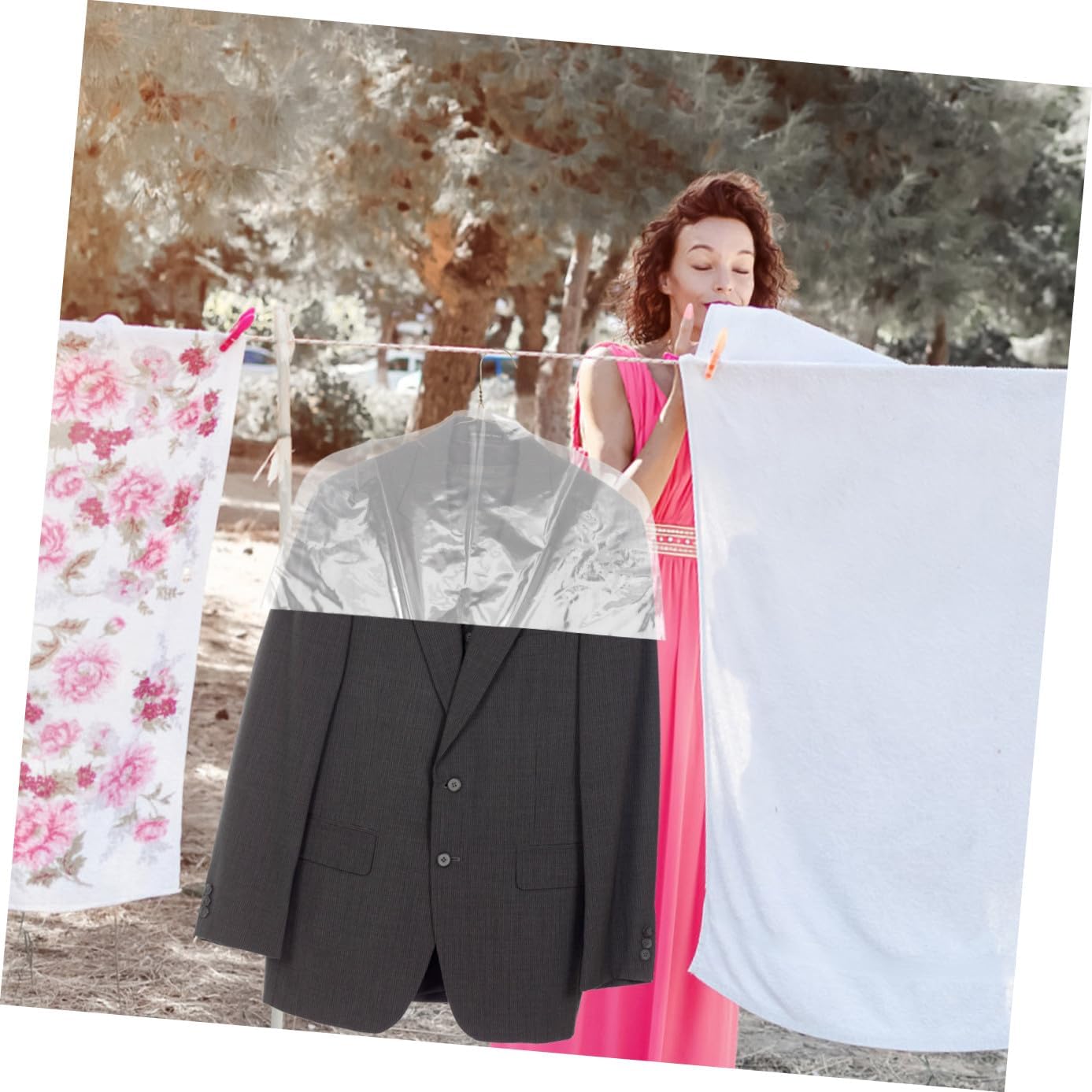 10pcs Shoulder Garment Covers Dust Protectors for Clothes Suit Bags 51x36cm 0.018mm Thick Hanging Clothes Storage Covers for Closet Organization