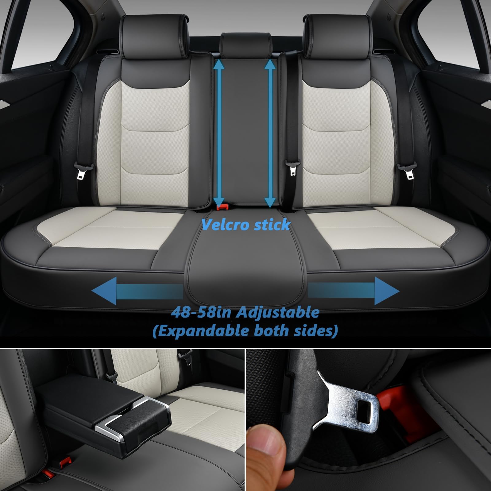 Coprisedili Auto Universali NOBQUA In Pelle Impermeabile - Set Completo 5 Posti Con Poggiatesta, Adatti A Berlina SUV Pickup - 3