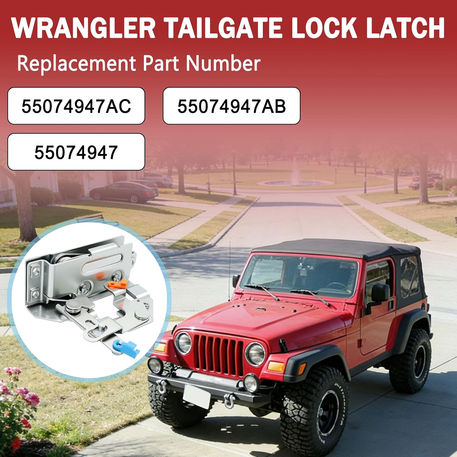 55074947AC Tailgate Latch Lock Liftgate Rear Door Latch Fit for Jeep Wrangler YJ TJ 1991-2006 Replace 55074947AB 55074947